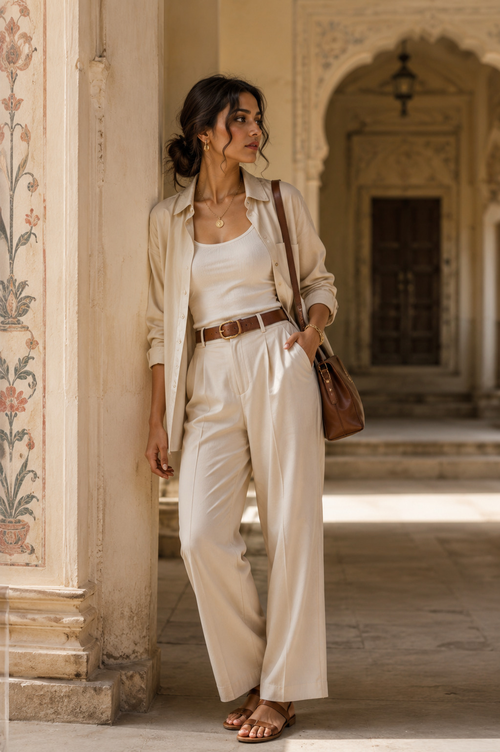Model styled in a complete tailored look by Flayr AI